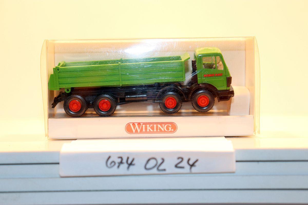 Wiking 6740224, Platform tipper (4-axle), "WIMO-Bau", green, 