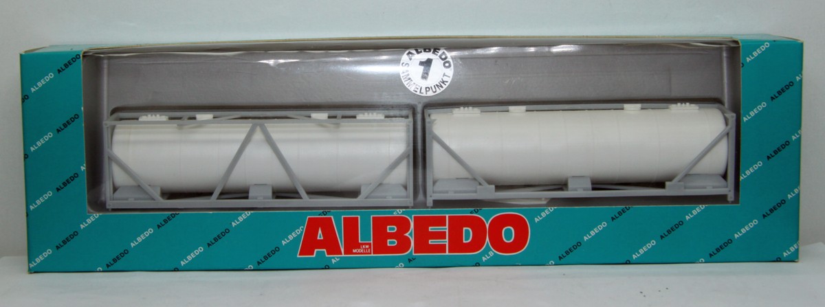 Albedo 500121, 2 Stück Tankcontainer, weiß, 30 feet, Spur H0, mit Originalverpackung