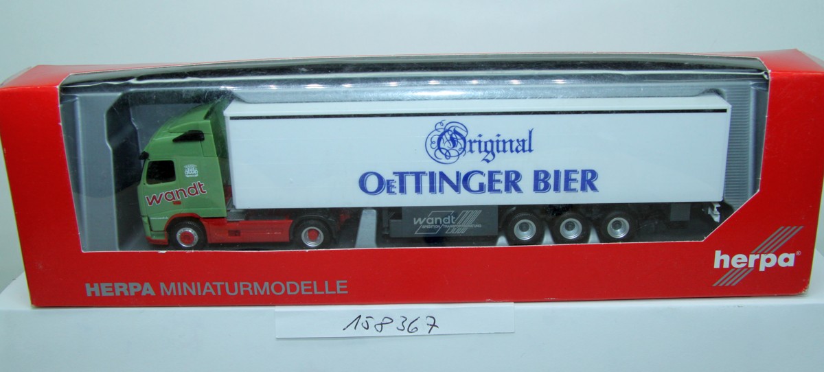 Herpa 158367, Truck Volvo FH Gl curtainsider semitrailer "Wandt / Oettinger Bier" , 