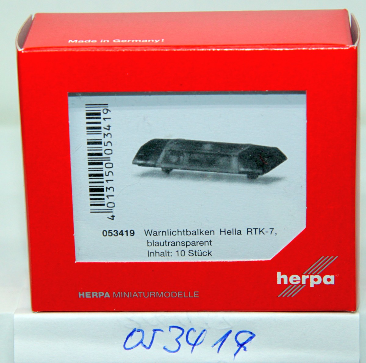 Herpa 053419, Accessories warning beams Hella RTK-7, blue transparent (10 pieces), f