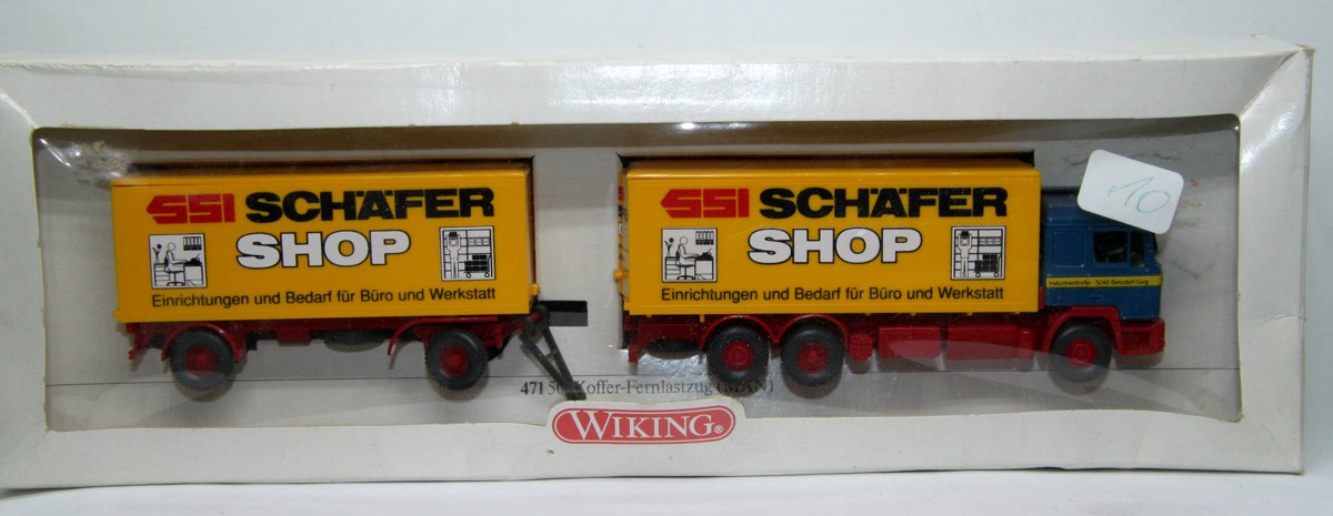 Wiking 47150, MAN F90 Hängerzug "Schäfer Shop Betzdorf" für Spur H0, mit OVP 