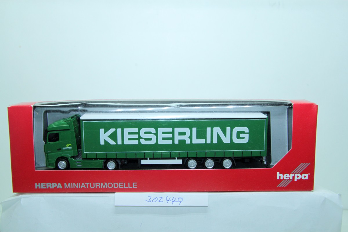 HERPA 302449, Mercedes-Benz Actros, Streamspace 2.5 ,Lowliner tarpaulin semitrailer, "Kieserling"