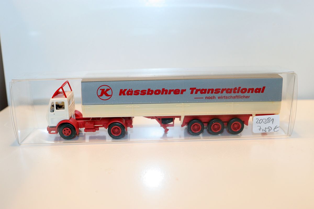 Herpa SW20381, MB curtainsider semi-trailer “Kässbohrer - Transrational”, white/red, for H0 scale