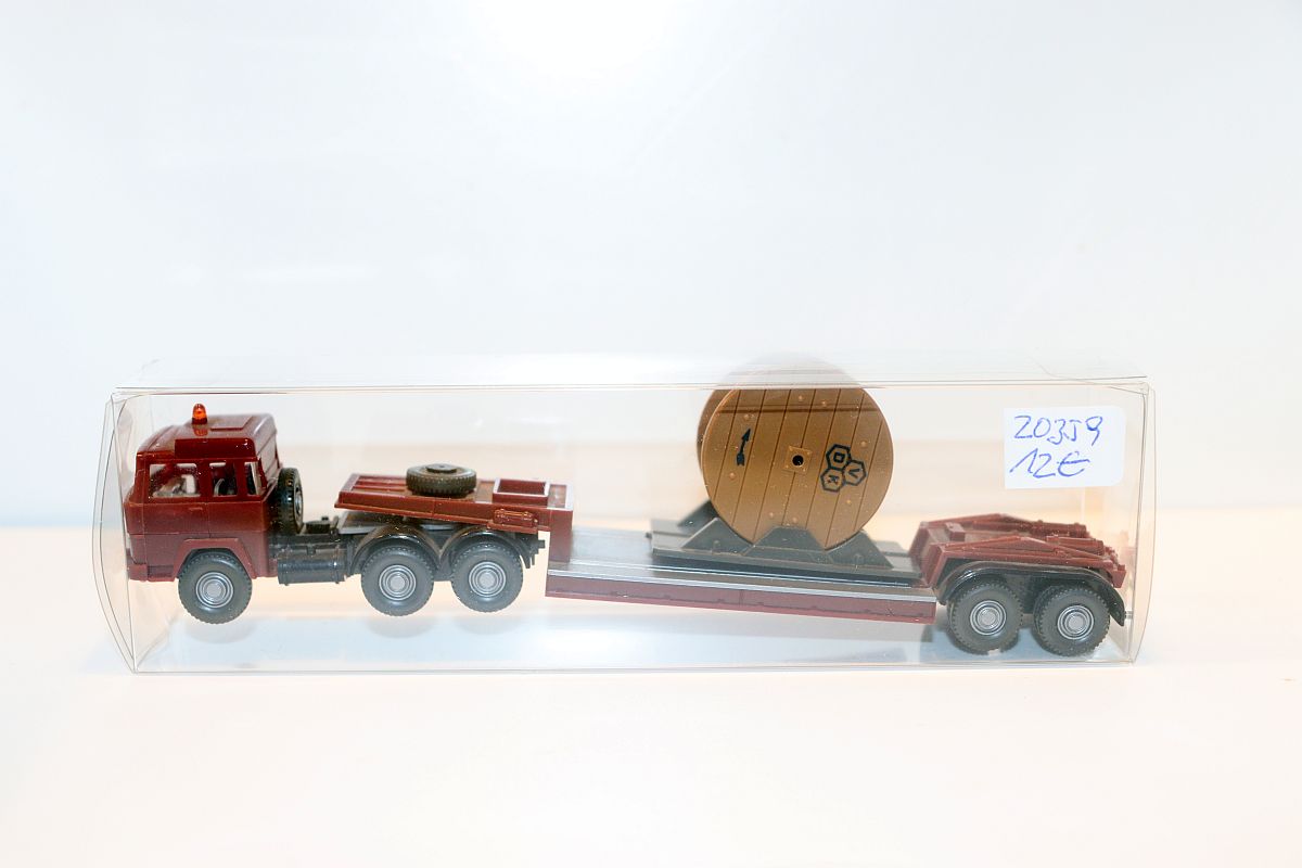 Wiking SW20359, Wiking Magirus low loader with cable drum brown 503 2 A, for H0 scale, 