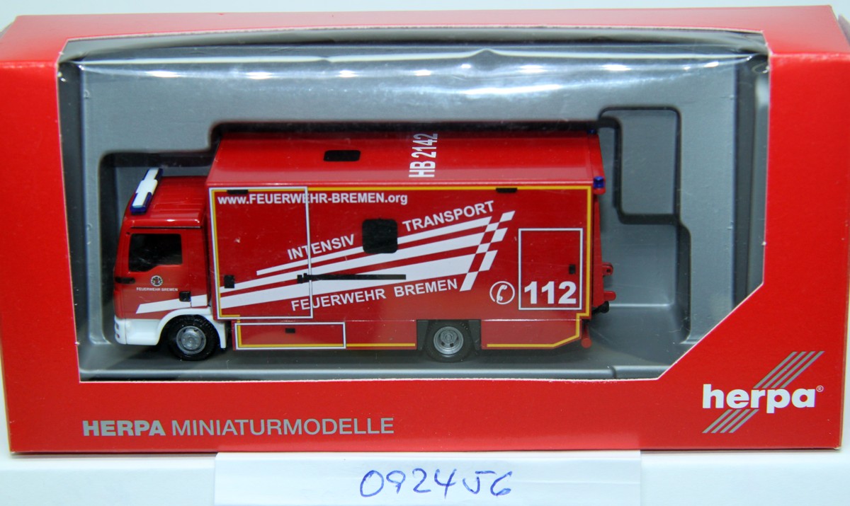 Herpa  092456, MAN TGL Koffer-LKW Intensivtransport "FW Bremen"