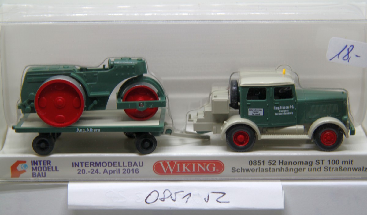 Wiking 085152, Hanomag ST 100 with heavy duty trailer and road roller