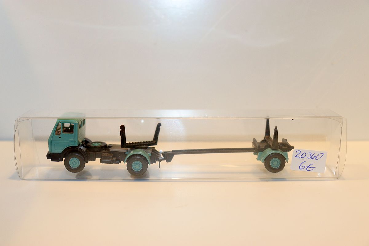 Wiking SW20360, Truck MB long timber transporter without load, green-blue, for H0 scale, 