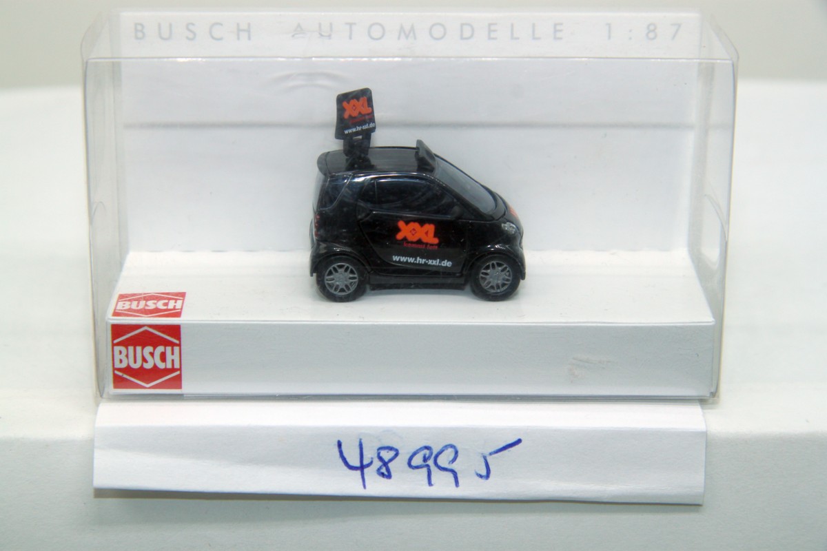 Busch 48995, Smart Fortwo Hessischer Rundfunk XXL passenger car, for H0 gauge,