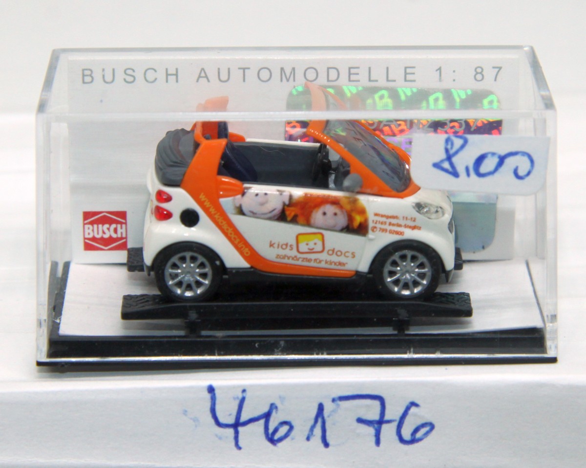 Busch 46176, Smart Fortwo Cabrio 2007, "Children's dentists", for H0 gauge, with original box