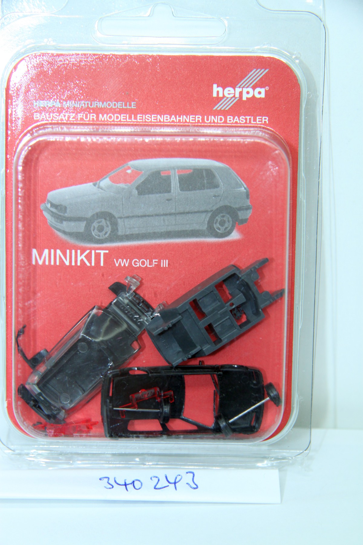 Herpa 340243, Minikits, Golf III black, for H0 gauge, with original box.