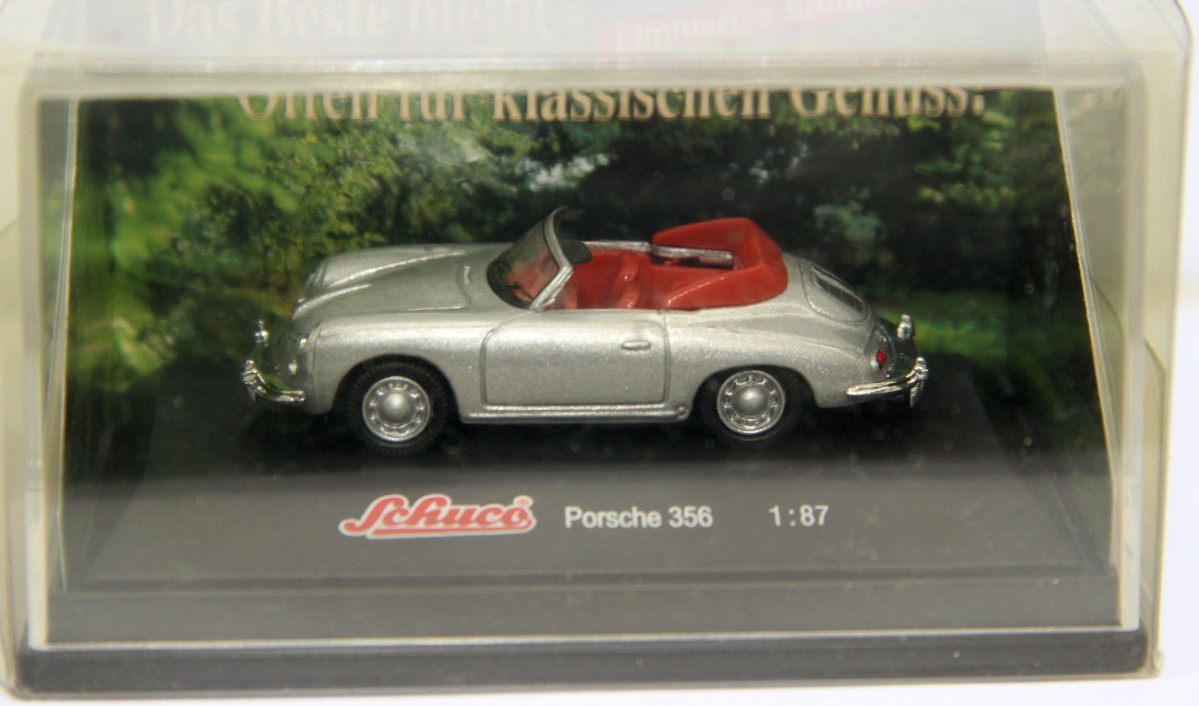 Schuco, Porsche 356, Coupe, silber, für Spur H0, in Originalverpackung