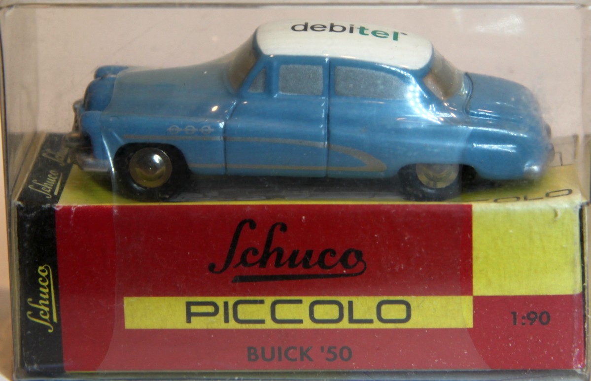 Schuco Piccolo Buick 50, Debitel, blau/weiß, im Originalkarton