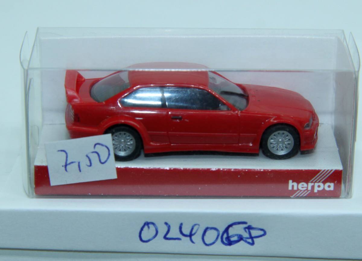 Herpa 024068, BMW M3 GTR standard, red , for H0 gauge, with original box