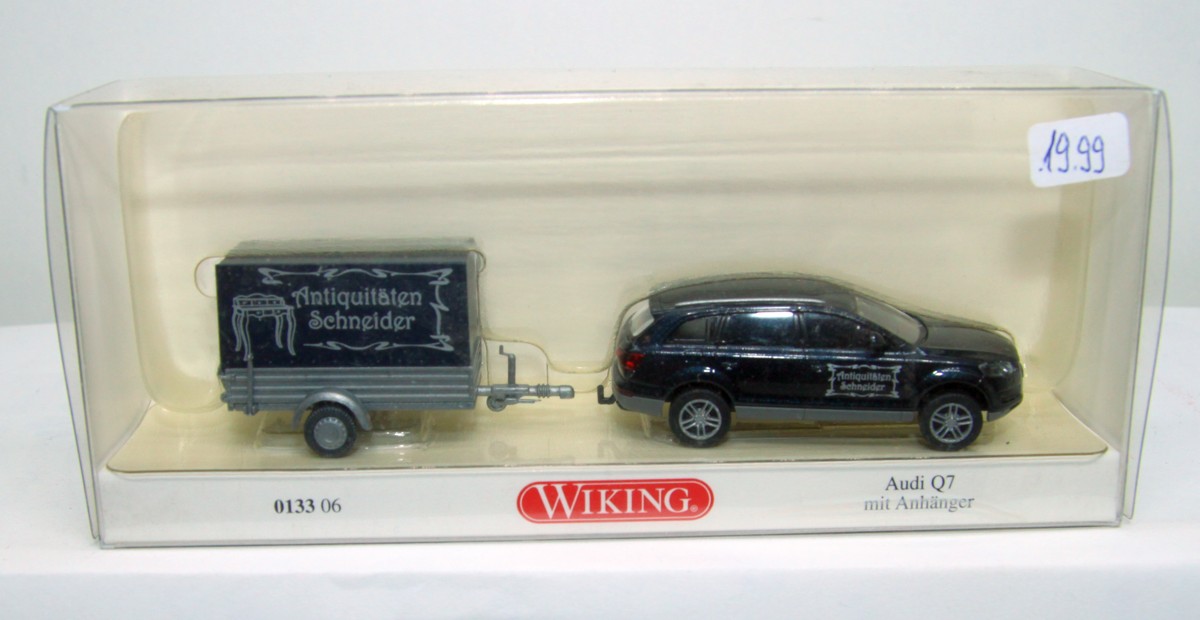 Wiking 013306, Audi Q7 with trailer, era VI, black