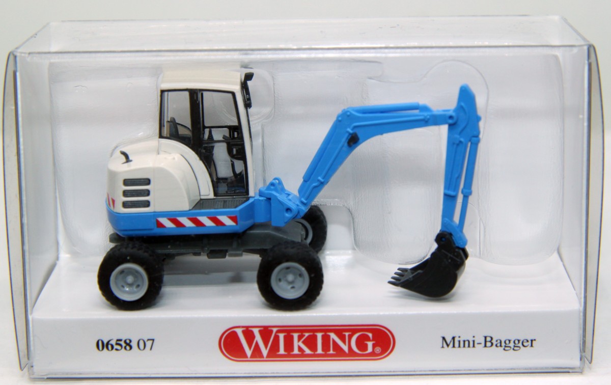 Wiking 065807, Mini-Bagger, blau, für Spur H0, mit Originalverpackung