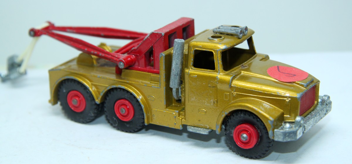 Matchbox Super Kings K2 K-2 Scammell Wreck Truck Superkings -Abschleppwagen, Made by Lesney, Maßstab 1:55, bespielt mit  sichtbaren Gebrauchsspuren, siehe Bilder, ohne Originalverpackung, 