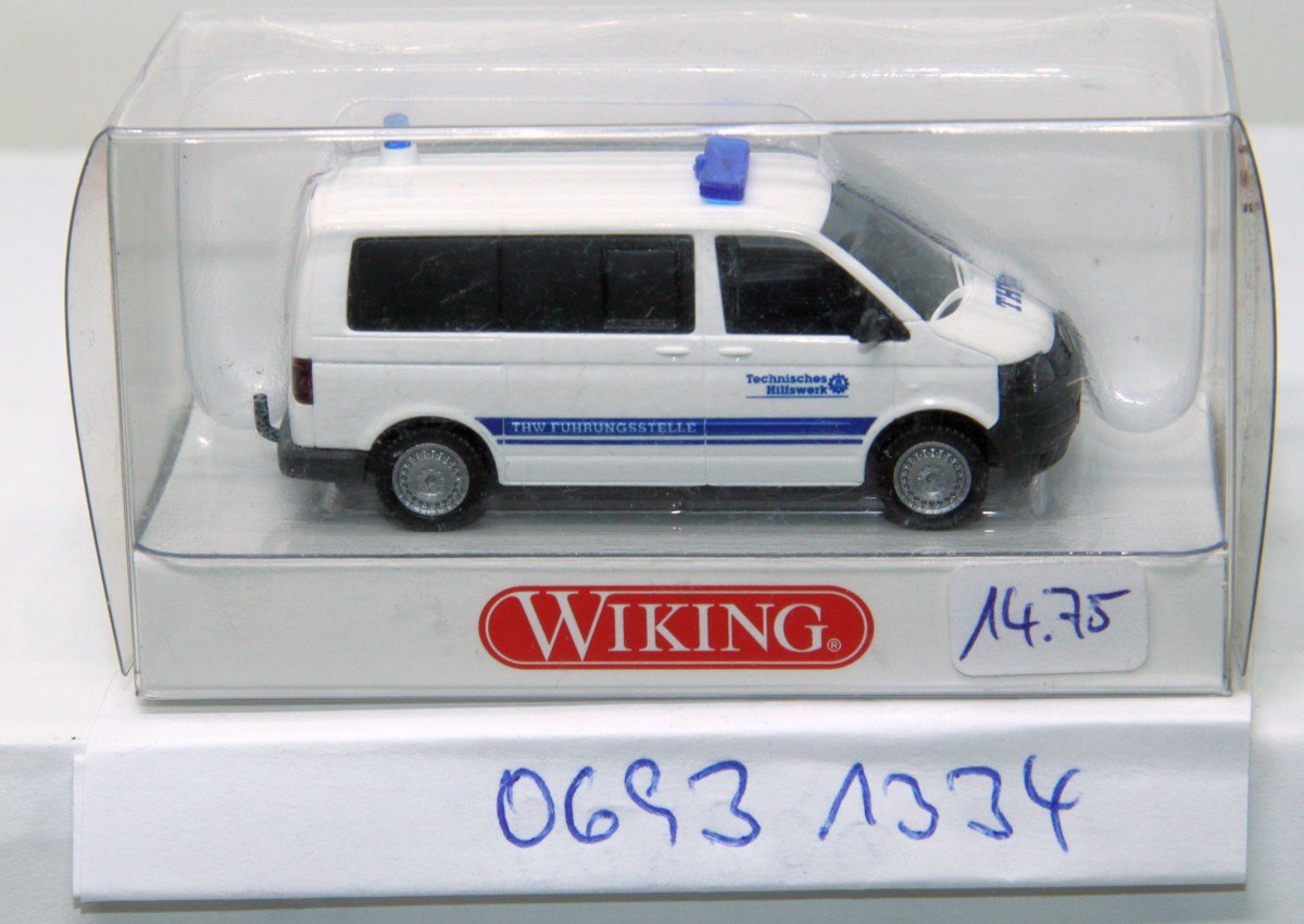 Wiking 06931334, VW T5 Multivan, model 2003-2009, pure white, Technisches Hilfswerk ,