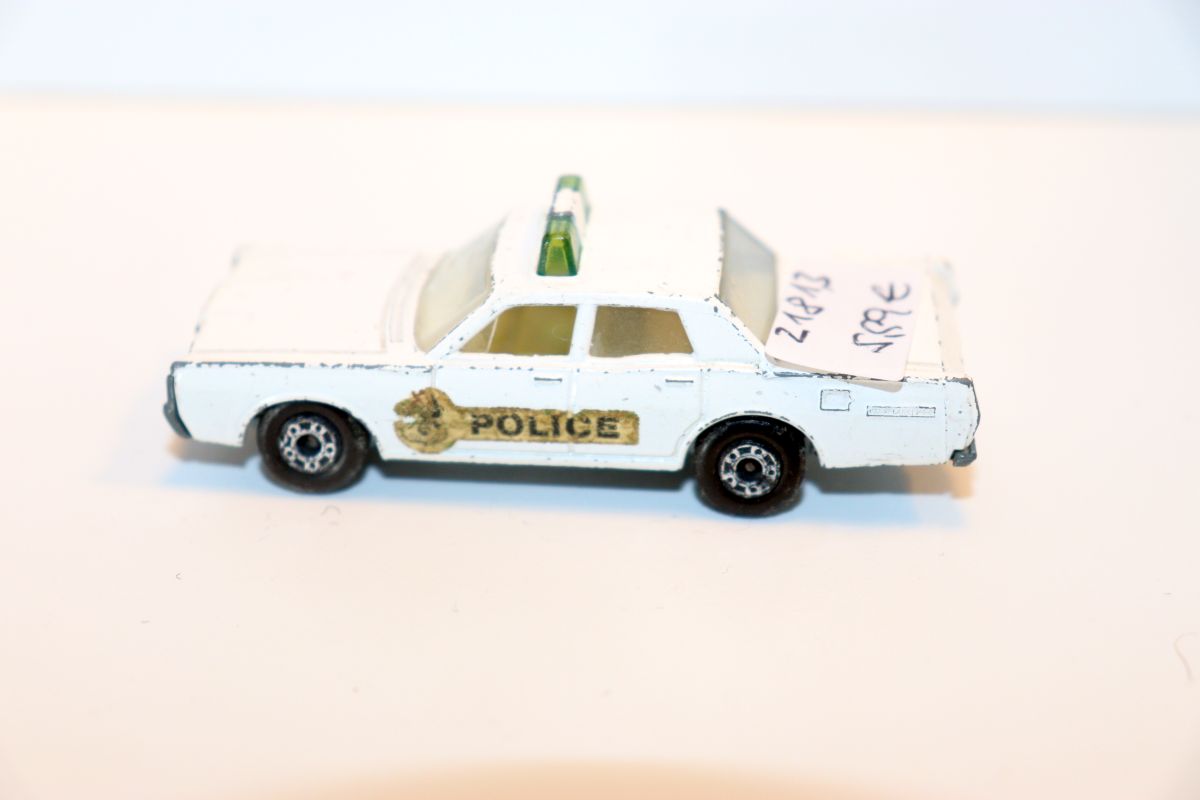 Matchbox SW21813, Matchbox Series, Mercury Police Car, white, Lesney Products, used, with signs of wear
