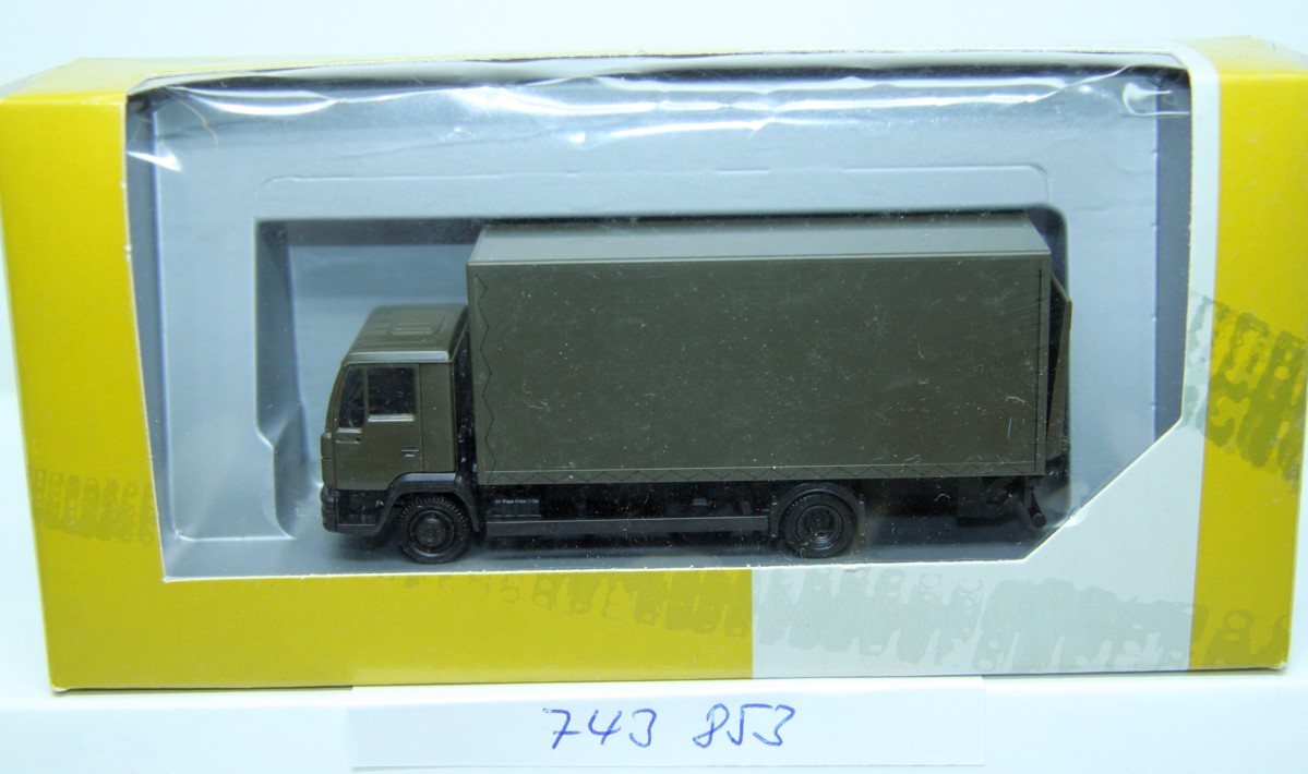 Herpa 743853, Minitanks, MAN LE2000 tarpaulin truck with tail lift "Bundeswehr", 