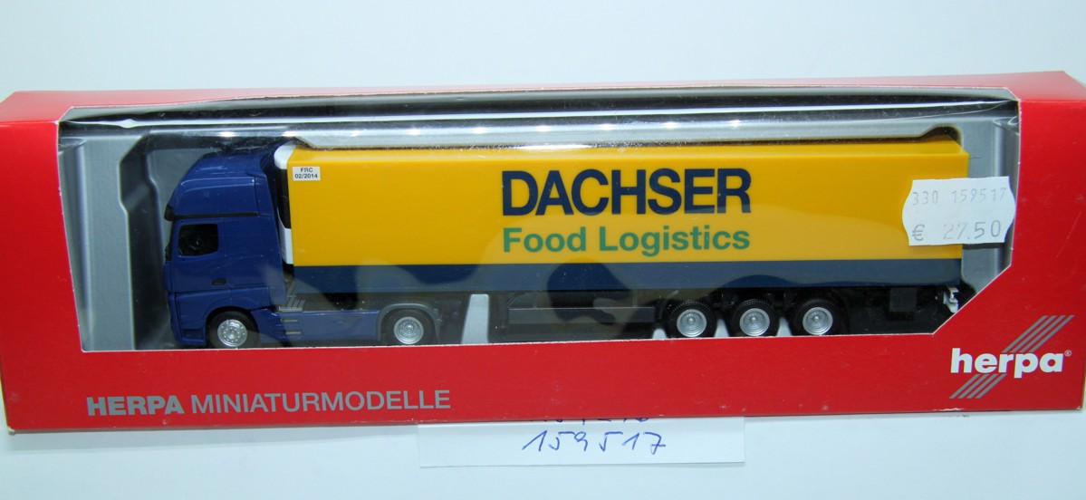 Herpa 159517, Herpa 159517 H0 scale 1/87 MB Actros Gigaspace refrigerated box semitrailer "Dachser",