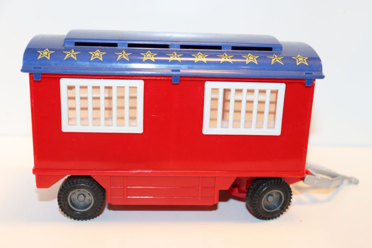 Welly SW21464, Mercedes Benz Unimog 1750 + Zirkuswagen, "Caesar Circus", blau/rot