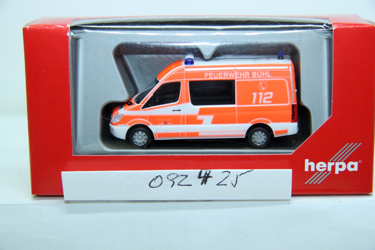 Herpa 092425, Mercedes-Benz Sprinter, half bus "Fire brigade Bühl", for H0 gauge,
