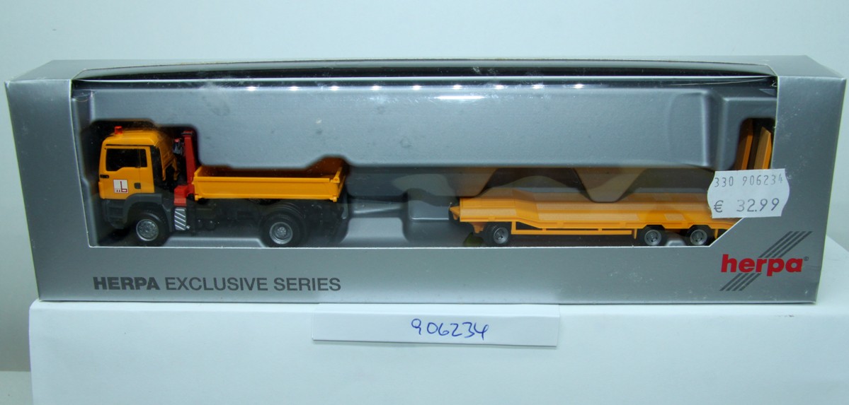 Herpa 906234, MAN TGS mit Kran und Goldhofer TU3 Anhänger, "Max Bögl" 