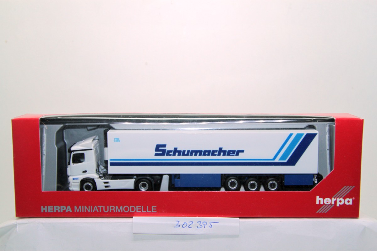 HERPA 302395, Mercedes-Benz Antos M, refrigerated semitrailer truck, "Schumacher", 