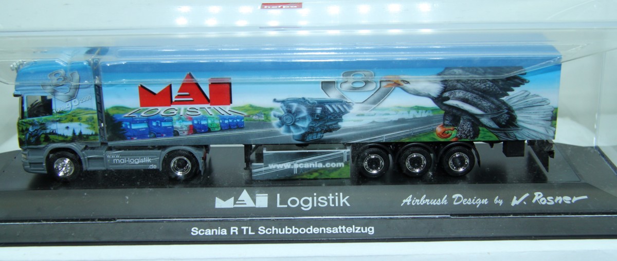 Herpa, SCania R TL Schubbodensattelzug, MAI Logistic, Airbrush-Design von W. Rosner