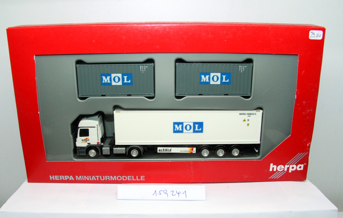 Herpa  159241, Mercedes Benz Actros L08 Container-Sattelzug, "Schmid/MOL" 