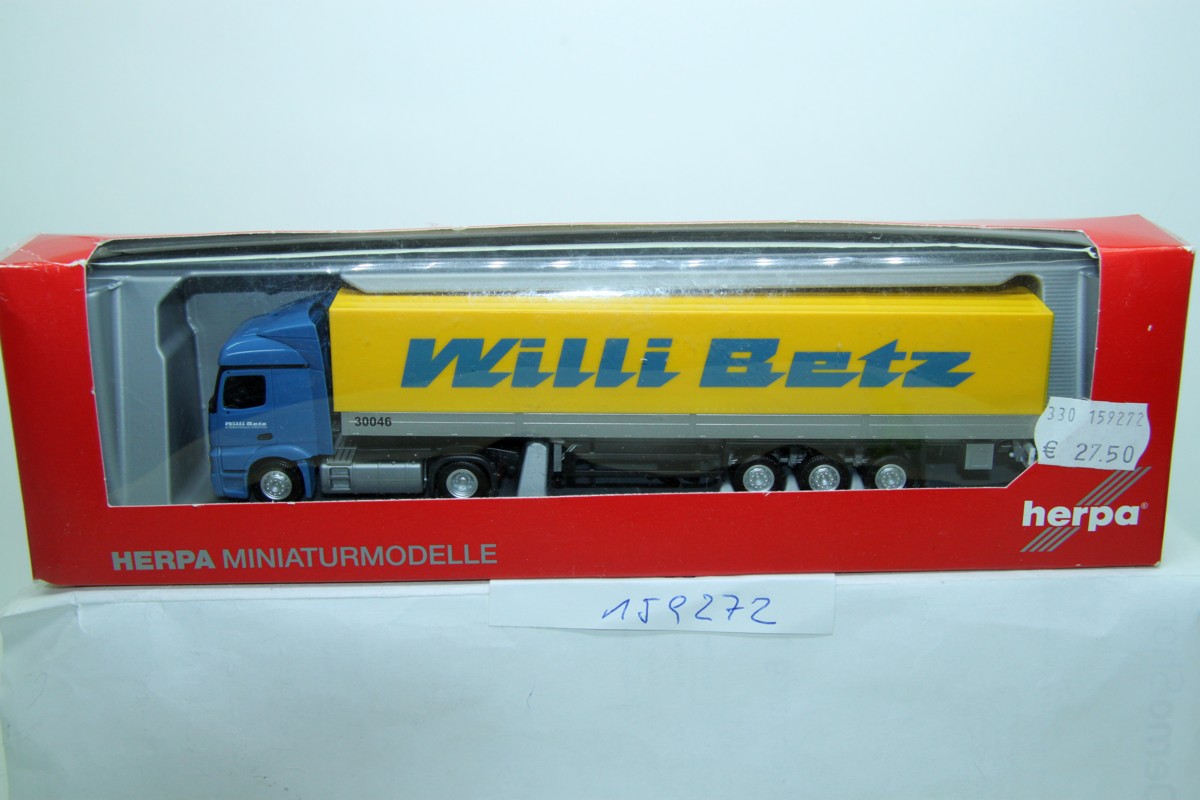 Herpa 159272, MB Actros Aero 2011, tarpaulin semitrailer truck, "Willi Betz", 