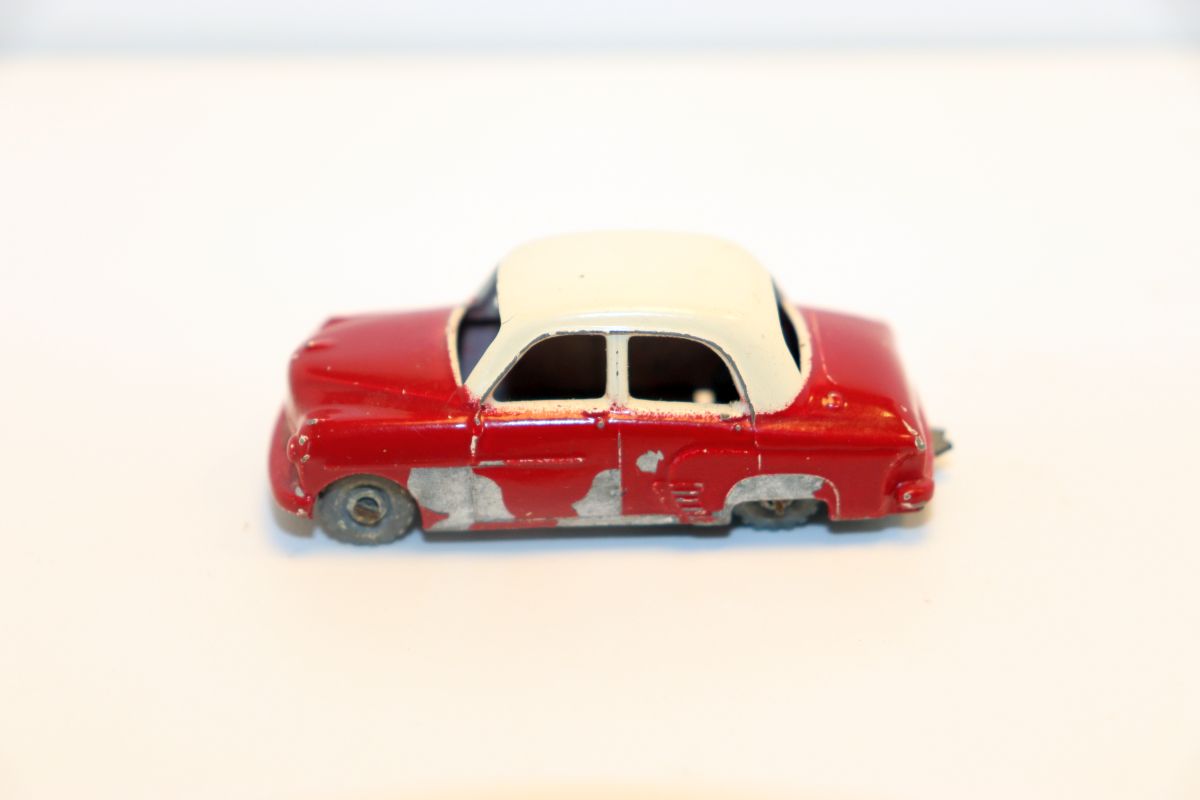 Lesney SW21895, passenger car, cherry red/white, vintage, very old, well-used, 