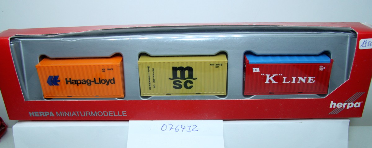 Herpa 076432, Container set 20 ft. "Hapag Lloyd / TAL / Triton", 3 pieces,for gauge H0