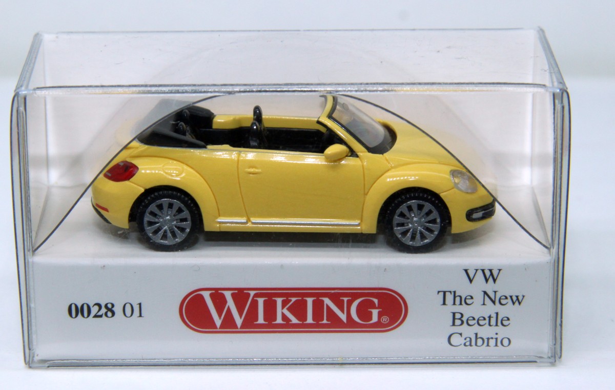 Wiking 002801, VW The New Beetle Cabriolet, yellow, for H0 gauge, with original box