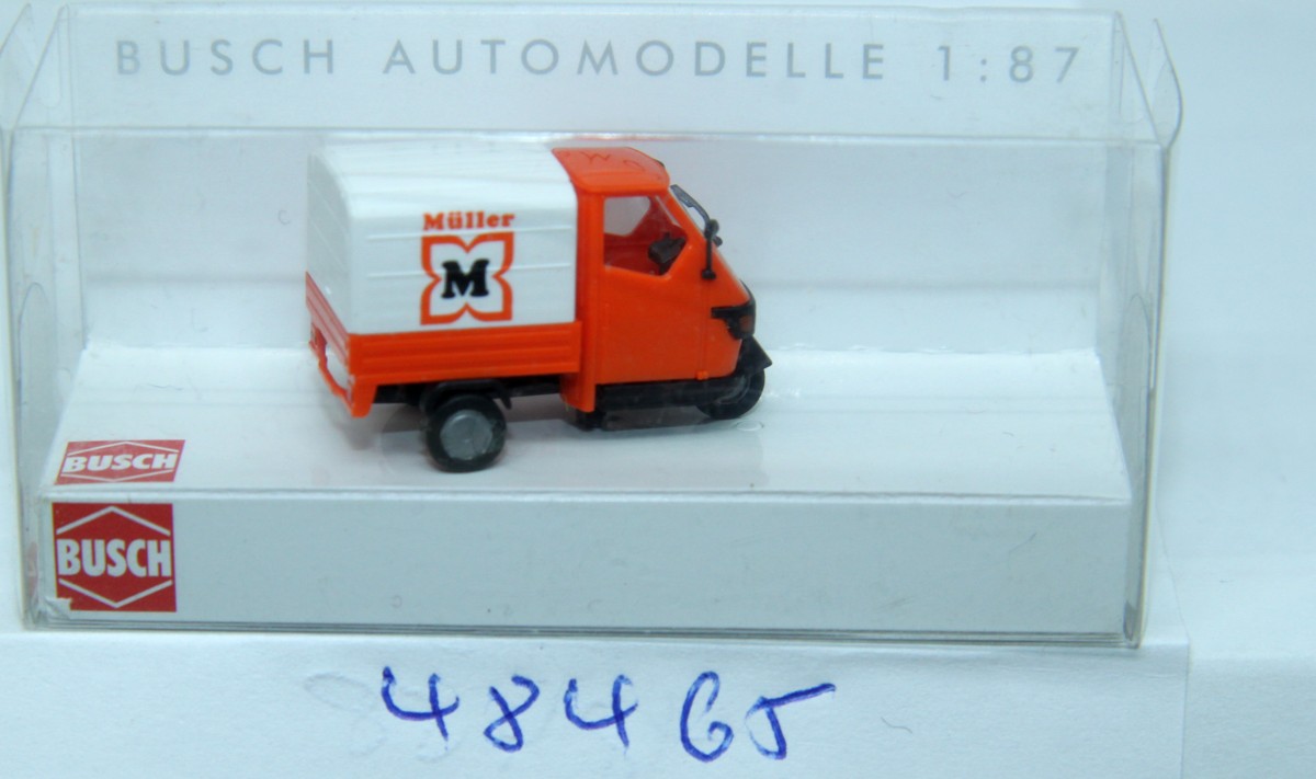 Busch 48465, Piaggio Ape 50, drugstore Müller, for H0 gauge, with original box