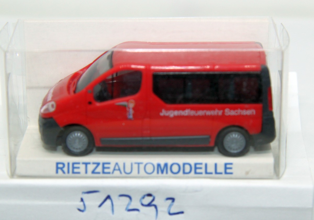 Rietze 51292, Opel Vivaro youth fire brigade Saxony, for gauge H0, with original box