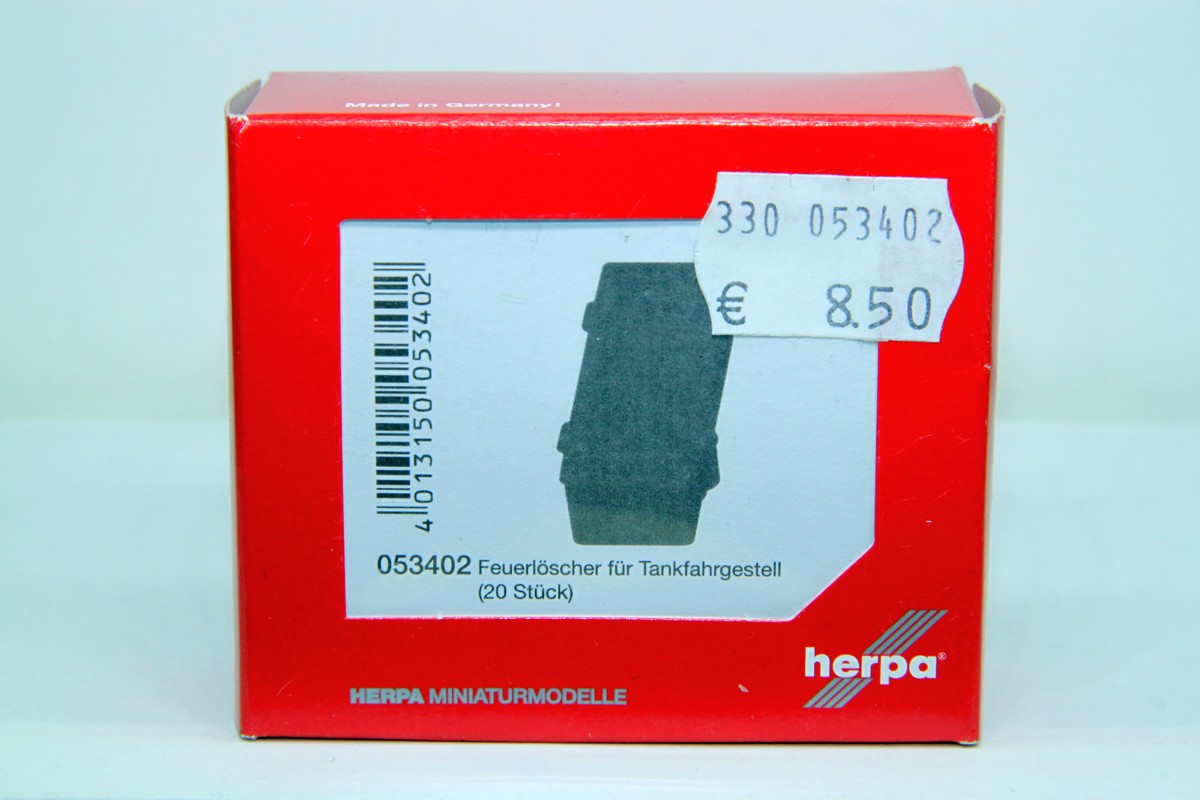 Herpa 053402, Fire extinguisher for tank chassis (20 pieces), for H0 gauge, with original packaging