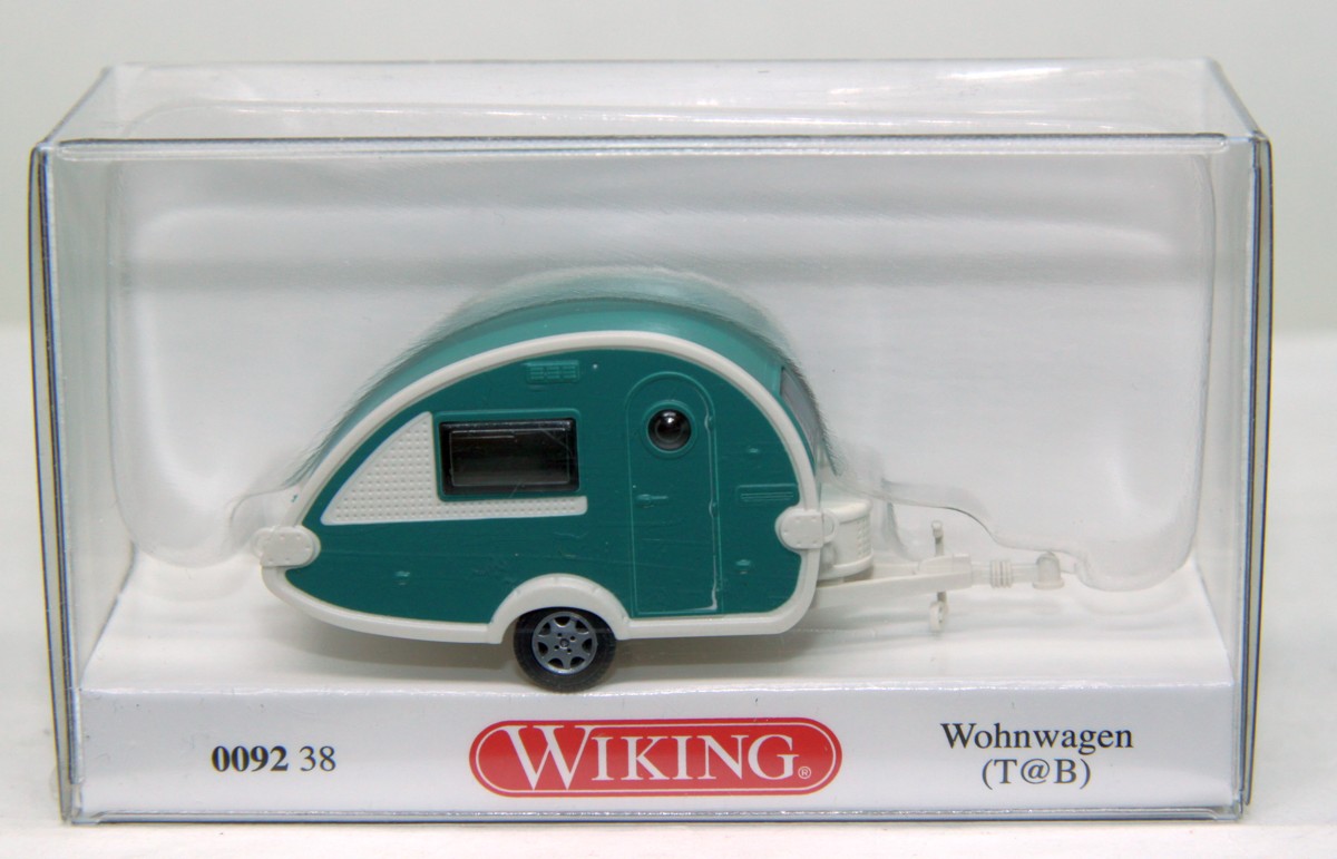 Wiking 009238, Wohnwagen (T@B), grün/perlweiß, für Spur H0, mit Originalverpackung
