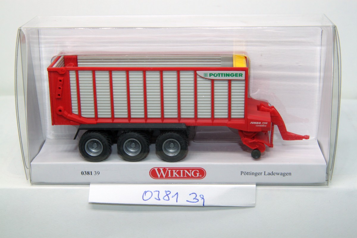 Wiking 038139, Pöttinger loader wagon 3-axle , red, for H0 gauge, with original box