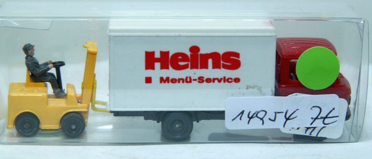 Wiking-Set SW 14954, Mercedes-Benz, Koffer-LKW, Heins "Menü-Service" + Gabelstapler, für Spur H0, in OVP
