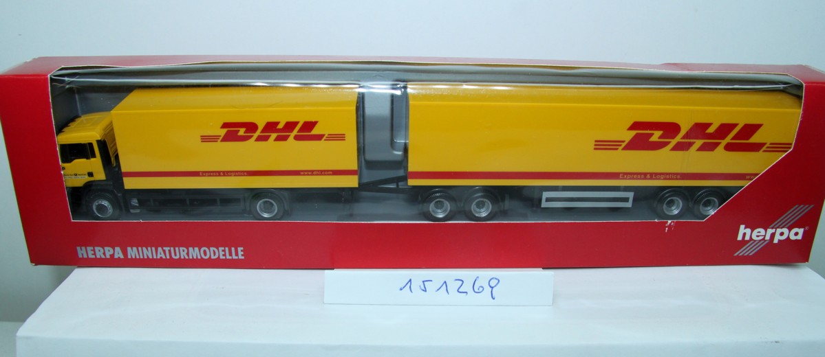 Herpa 151269 MAN TGA M Koffer-Hängerzug "DHL" Megaliner