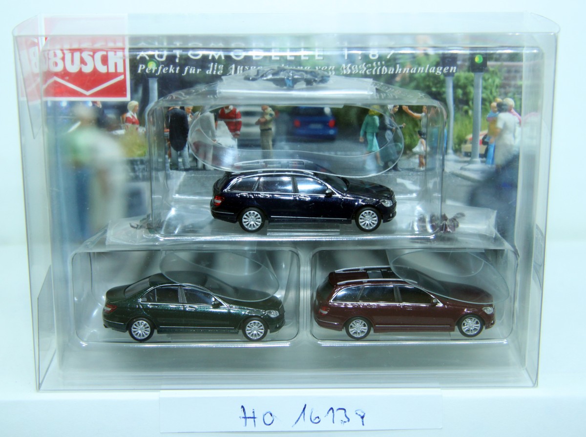 Busch 1613, BUSB09, Mercedes Set ( 3 Stück ), schwarz/ sw/ champ,