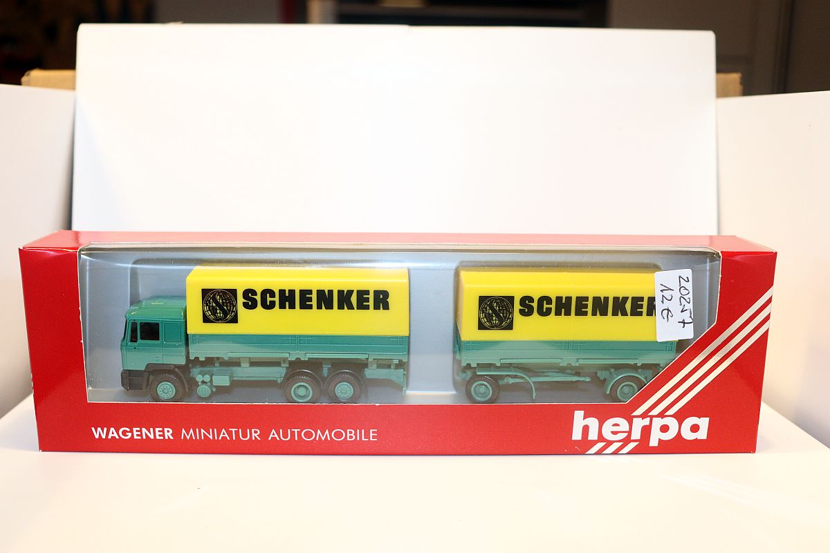 Herpa SW20257, truck 859002, MAN swap-body platform HZ, “Schenker ”. green/yellow, for H0 gauge, 