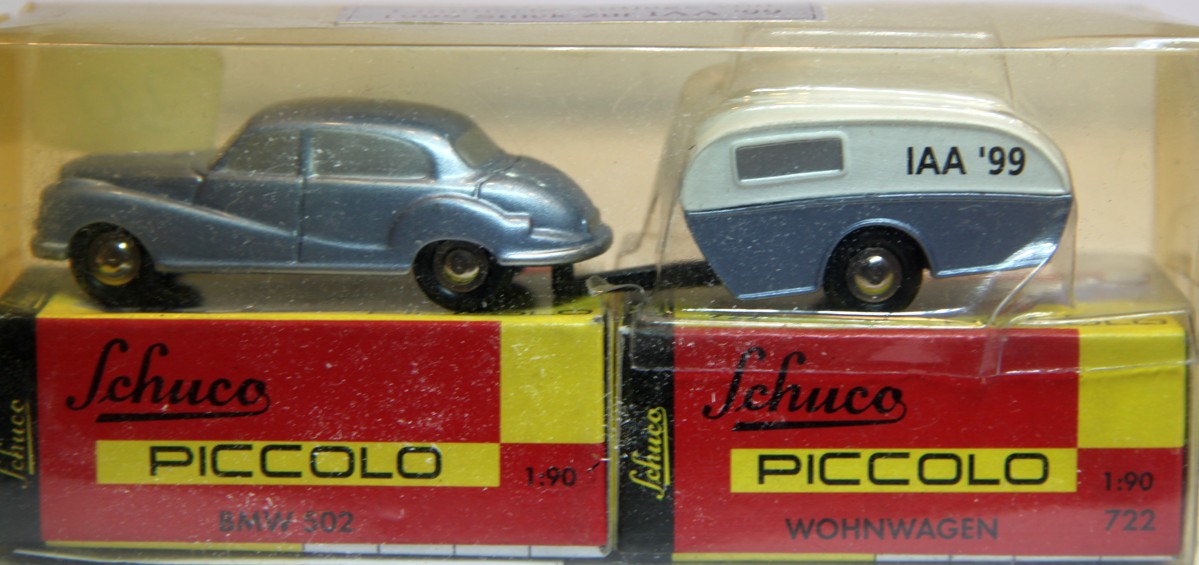 Schuco Piccolo 01880 BMW 502 mit Wohnwagen IAA 99, 1:90 Metallmodell ...